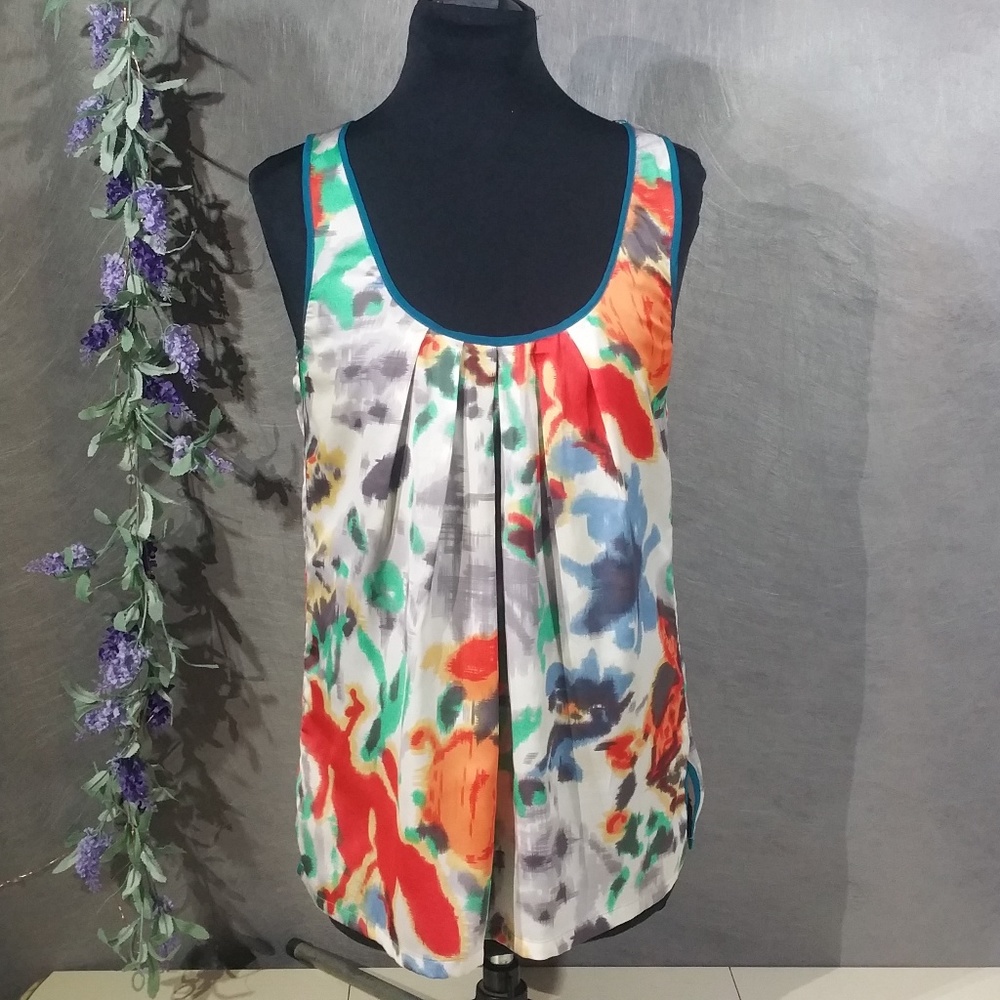Anthro Fei Abstract Color Floral Tank Blouse